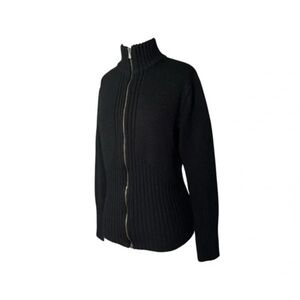 Y2K Moschino Jeans - Black Wool Blend Zip up High Collar Sweater